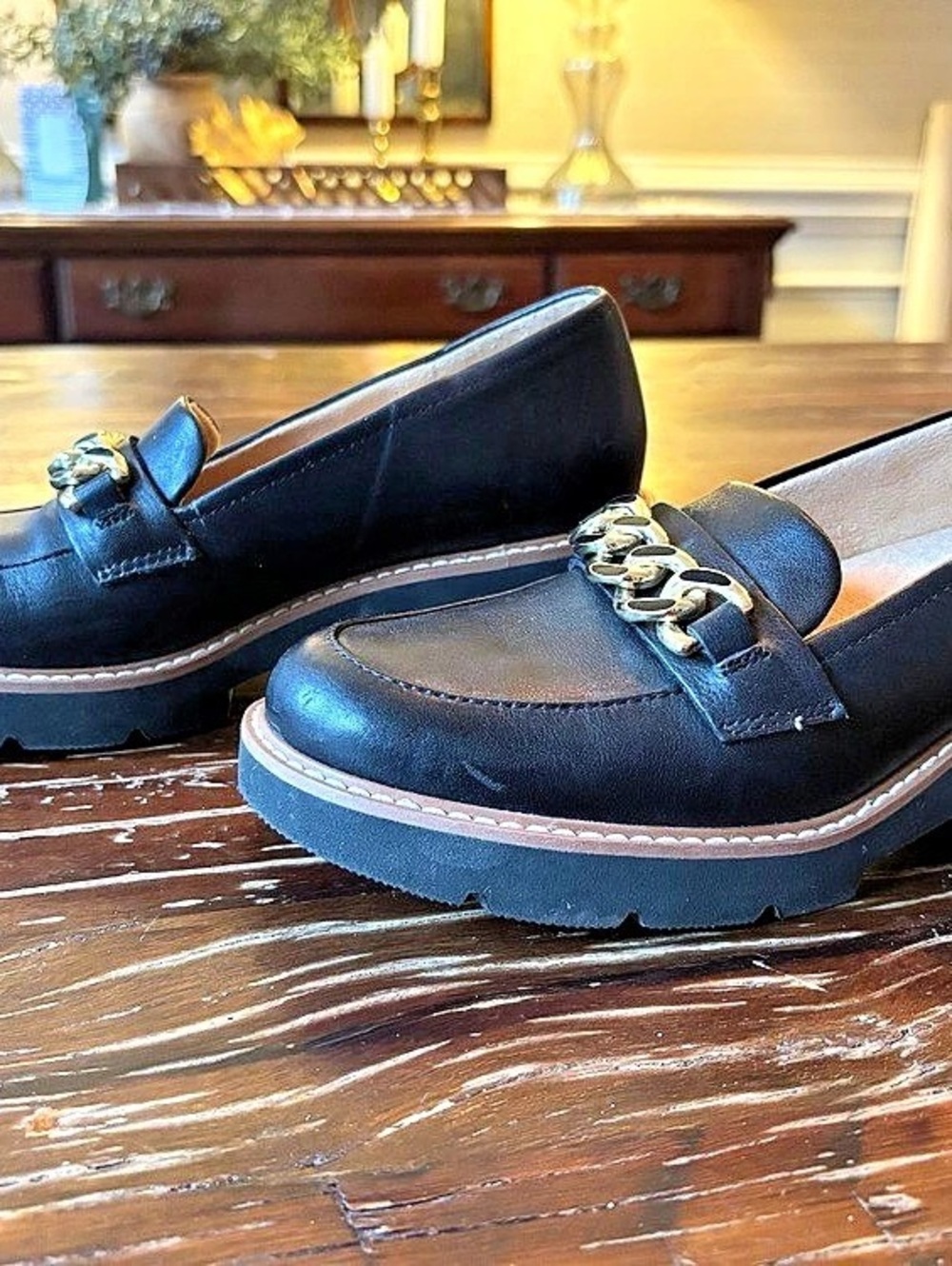 Naturalizer Desi Lug Sole Chain Loafer Black US 6.5 M
